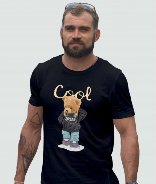 Мъжка тениска с щампа Мечета Bear with headphones